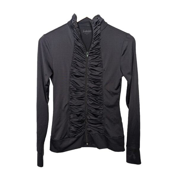 Frederick's of Hollywood Tops - Vintage Y2K Fredericks‎ Of Hollywood Full Zip Ruffle Top Fitted Goth Whimsigoth